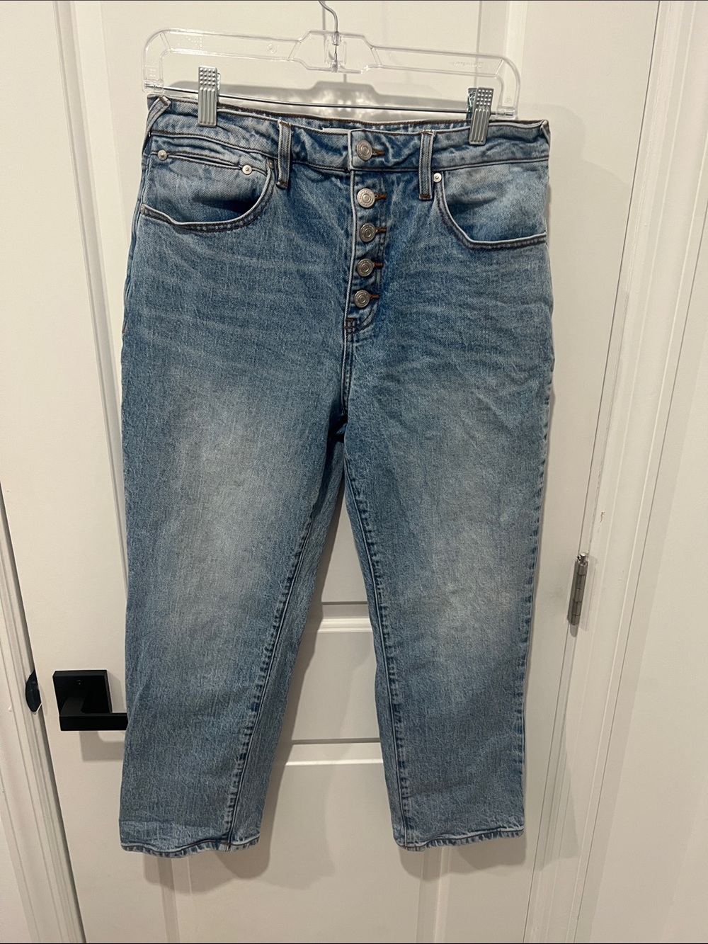 Cleo + Wolf Women's High-Rise Button-Fly Blue Ankle Jeans Size 31